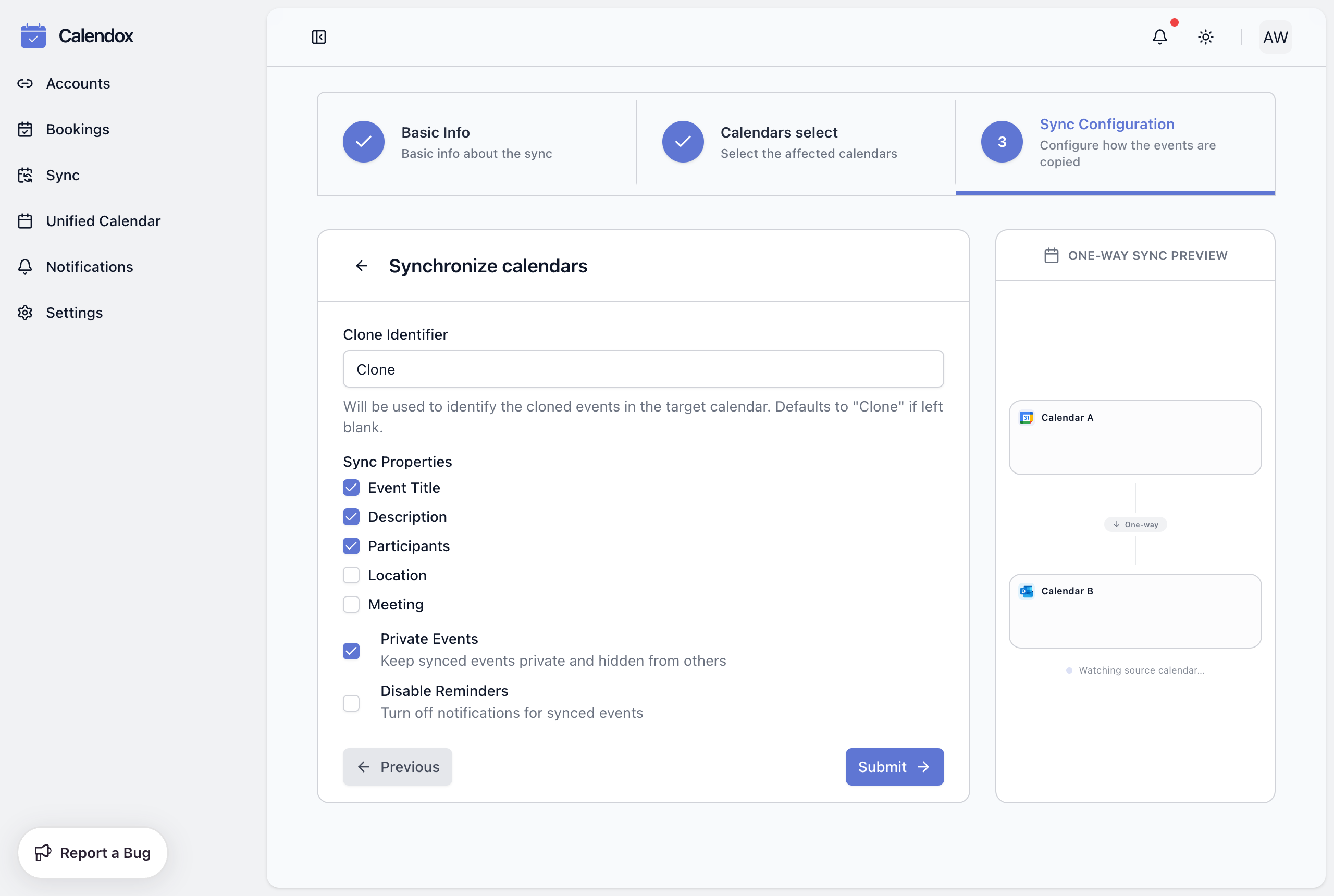 Create sync — Step 3: configure sync properties